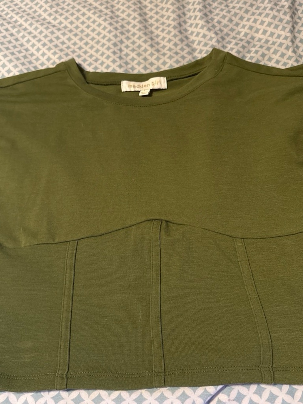 Madden Girl Olive Green Tee with Gold Logo Tag